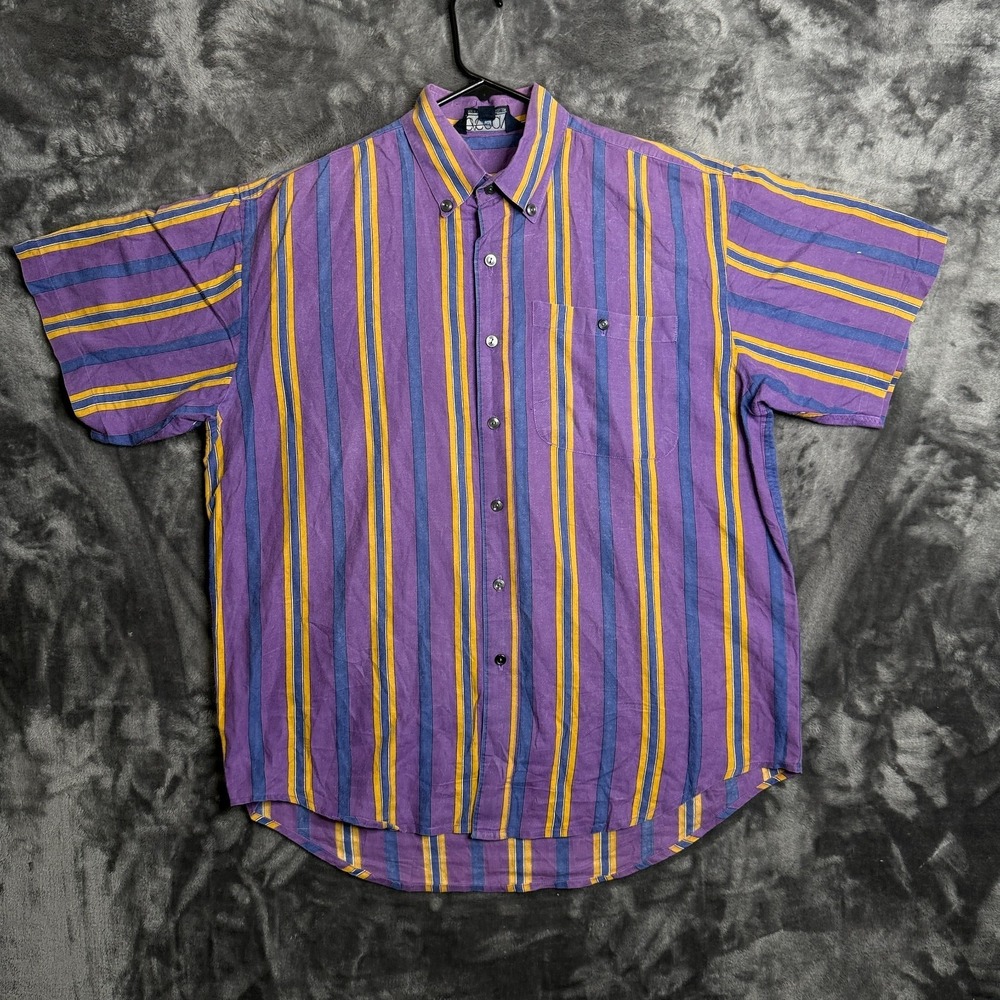 Vintage Seasons Button Down Short Sleeve Collard Shirt Size Medium Ramie Cotton